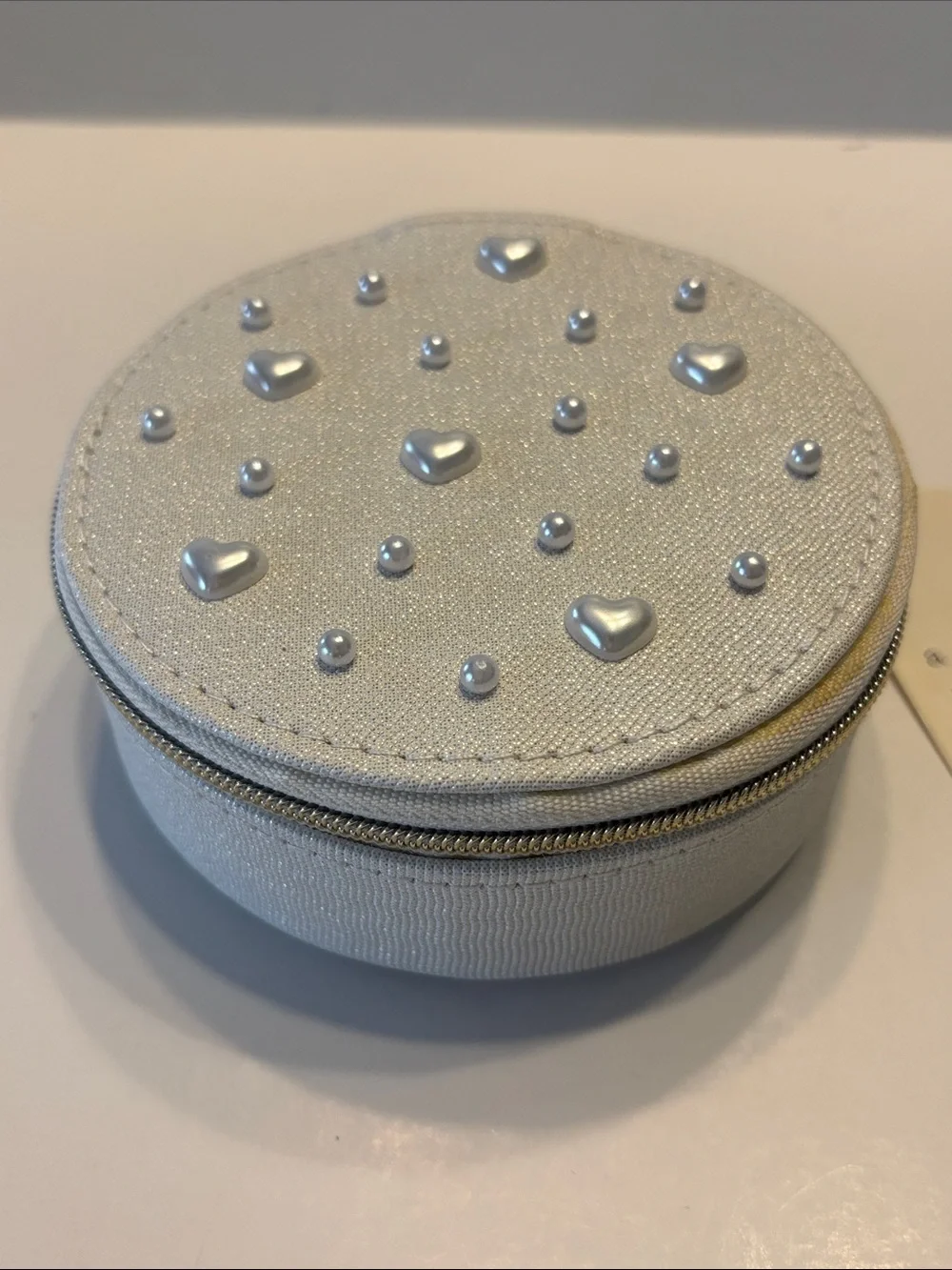 A New Day Round Pearl and Heart Travel Jewelry Organizer